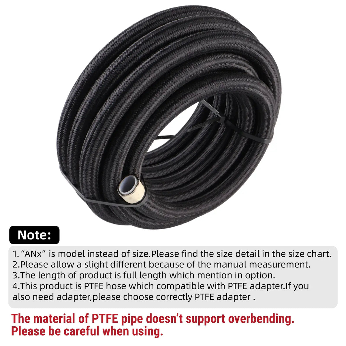1M/2M/3M/5M AN4 AN6 AN8 AN10 Universal E85 Fuel Hose Oil Gas Cooler Line Pipe Tube Inside PTFE Nylon Stainless Steel Braided by InterCyprus Trading Ltd