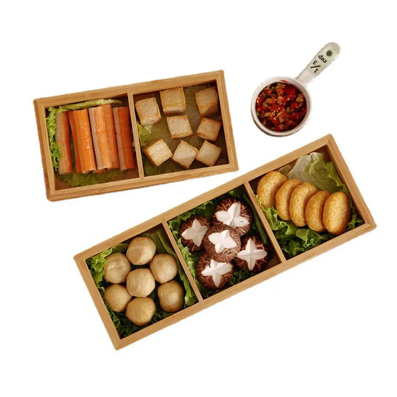 Divided Wooden Tray - Multi Compartment Design For Serving