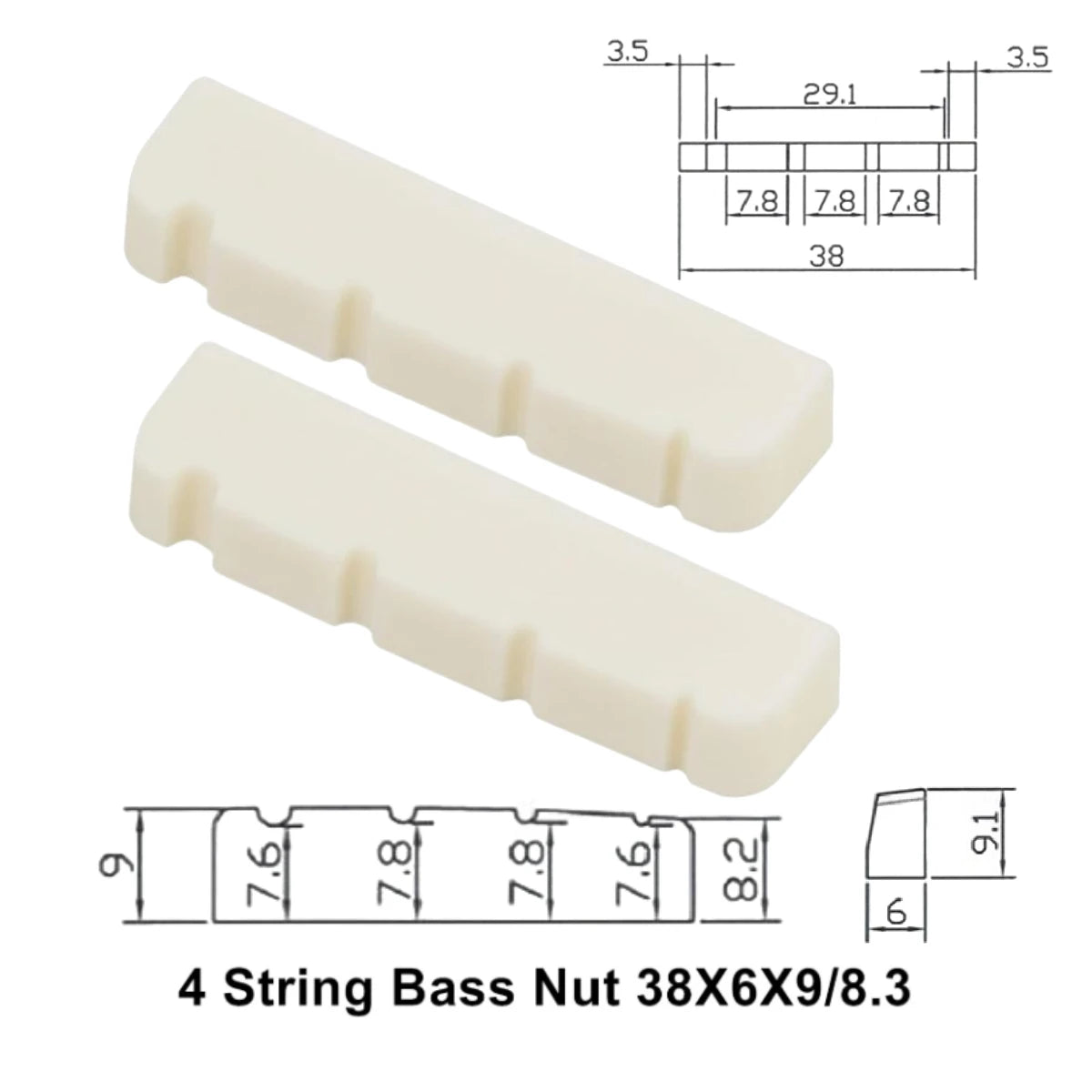 Miwayer 4/5/6 String Electric Bass Bone Bridge &ndash; Real Bone 38 6 9 mm