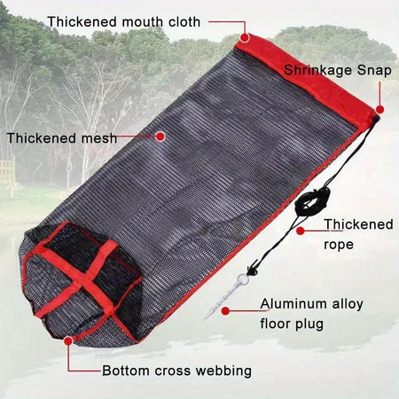 Fishing Mesh Bag - Versatile Live Fish Nets with Storage &amp; Stabilizing Studs