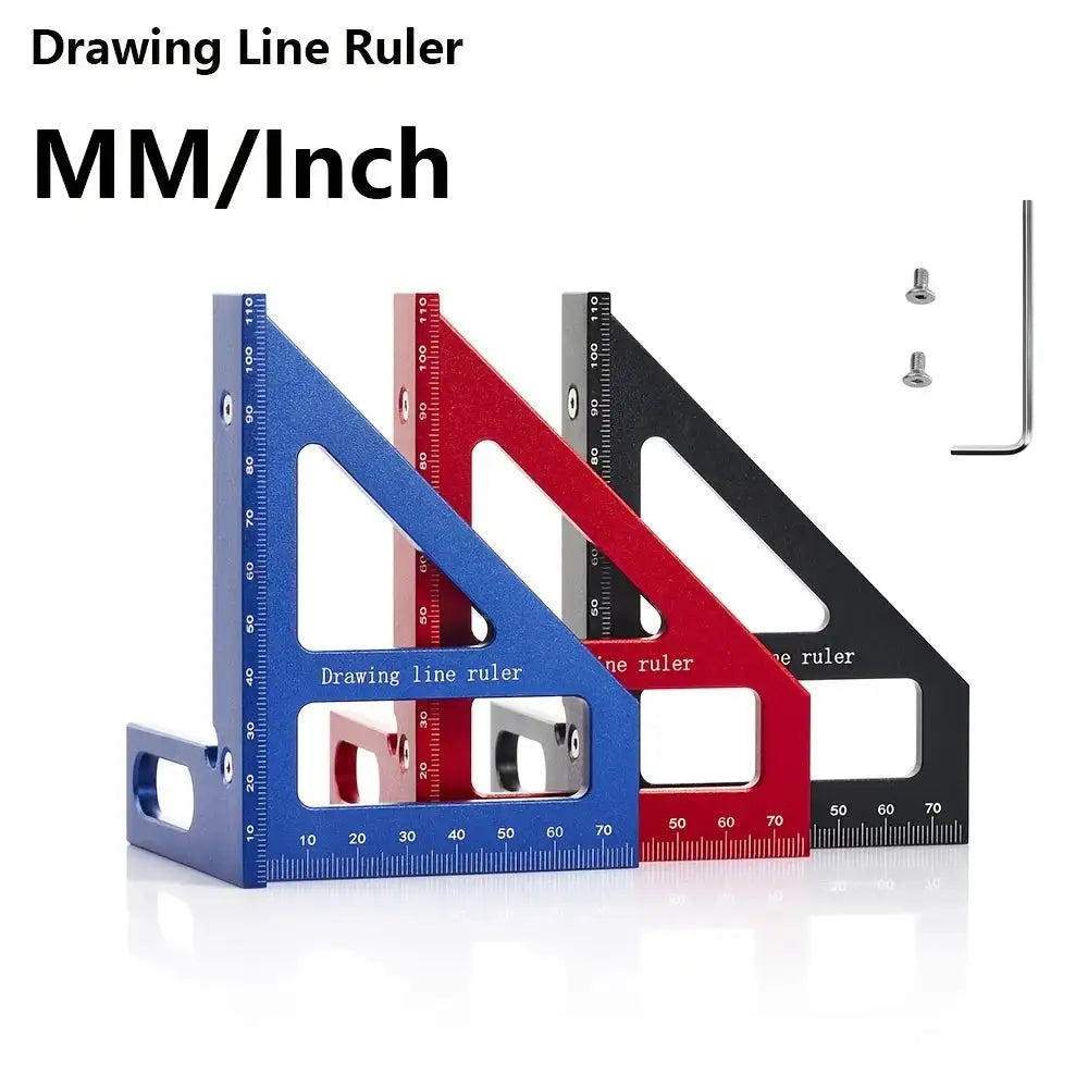 Aluminum Carpenter Square Protractor 3D Ruler 45 90