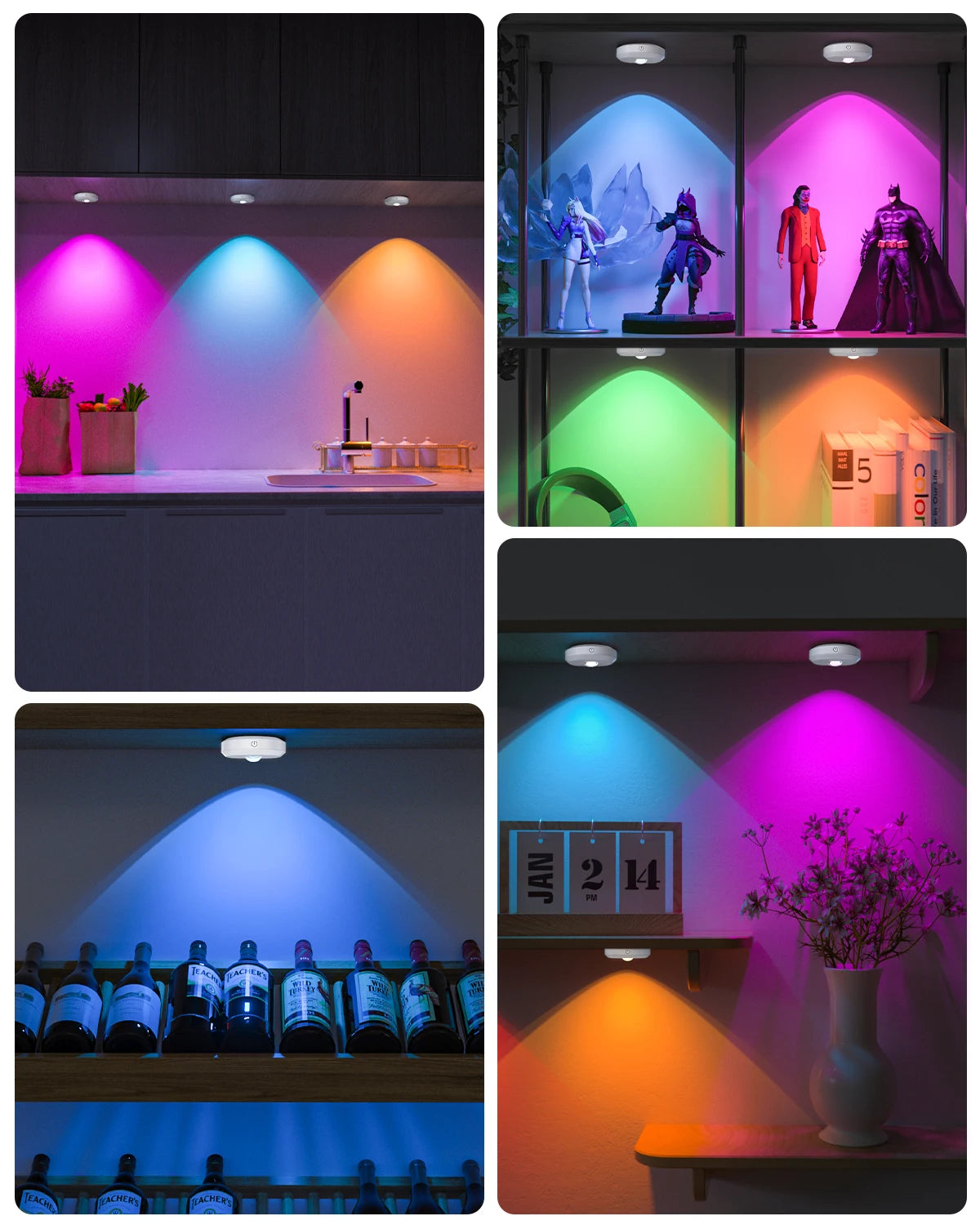 Willed RGB Night Lights 6 Pack &ndash; Remote Dimmable Lighting