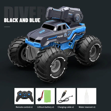 Amphibious RC Car With Water Gun &ndash; Gesture Sensing Off Road Blue RC