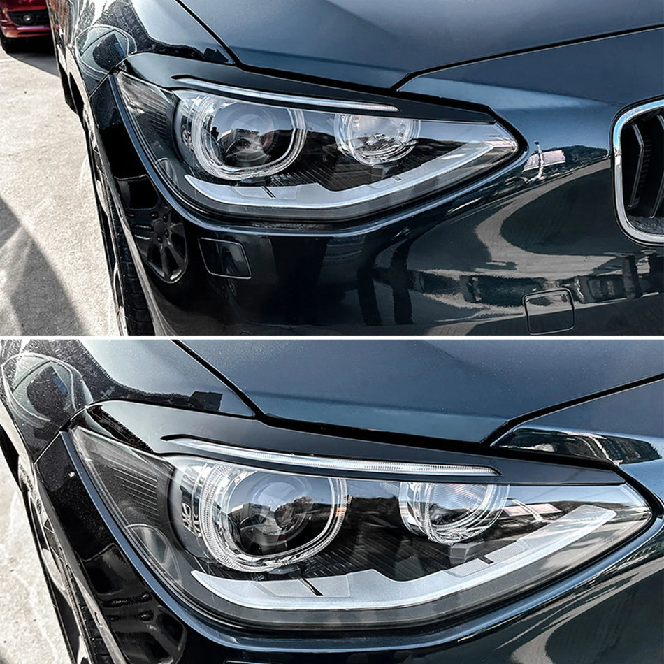 BMW 1 Serisi F20 F21 Ön Far Kaş Kaplamaları Siyah 2011-2014 LCI Öncesi