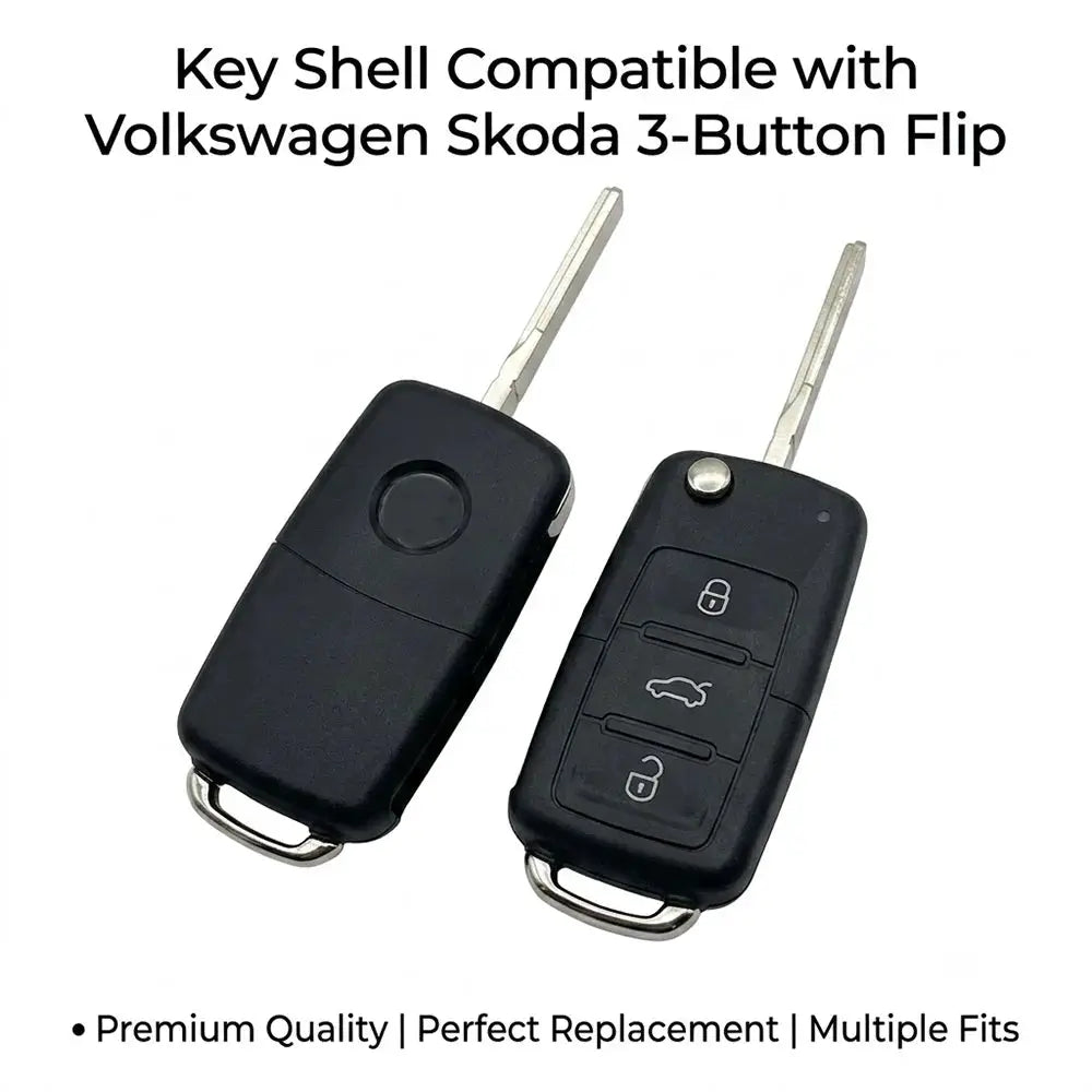 3 Button Flip Folding Key Case for VW Golf Polo Jetta Passat Skoda Seat Plastic by InterCyprus Trading Ltd