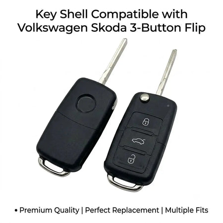 3 Button Flip Folding Key Case for VW Golf Polo Jetta Passat Skoda Seat Plastic by InterCyprus Trading Ltd