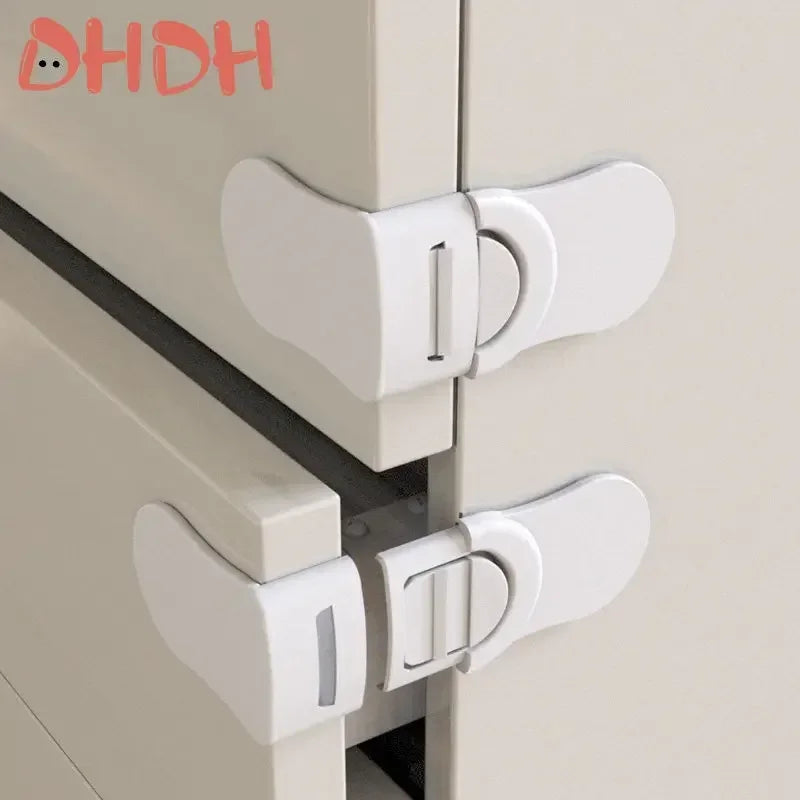Baby Safety Drawer and Cabinet Locks - Anti-Pinch, White Plastic