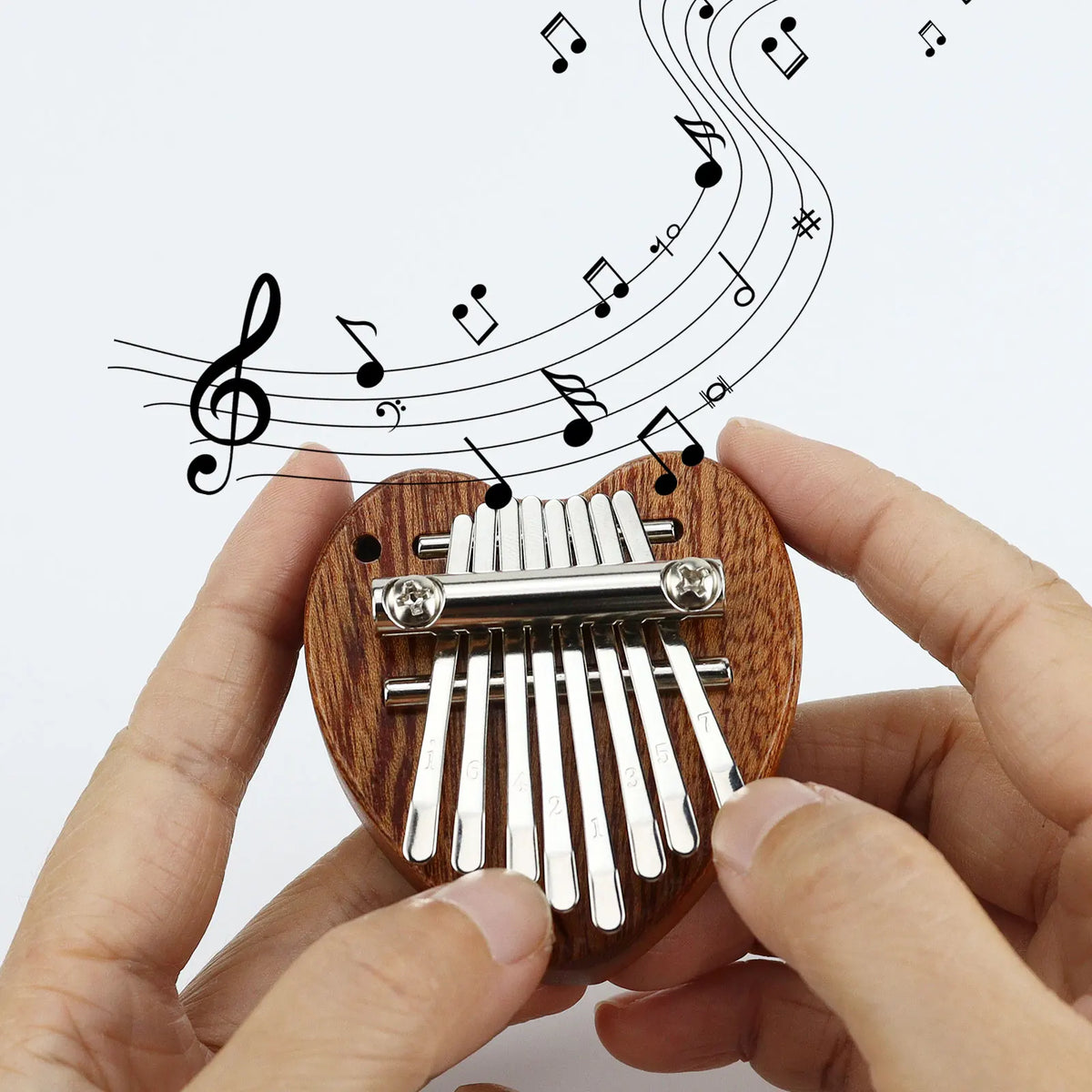 Mini 8-Key Thumb Heart-shaped Kalimba Piano Set &ndash; Portable
