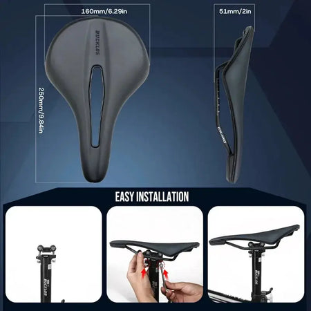 BUCKLOS Imitation Leather Bicycle Saddle 150mm 160mm Road MTB Seat Comfortable Cushion Universal Exercise Bike Saddle by InterCyprus Trading Ltd
