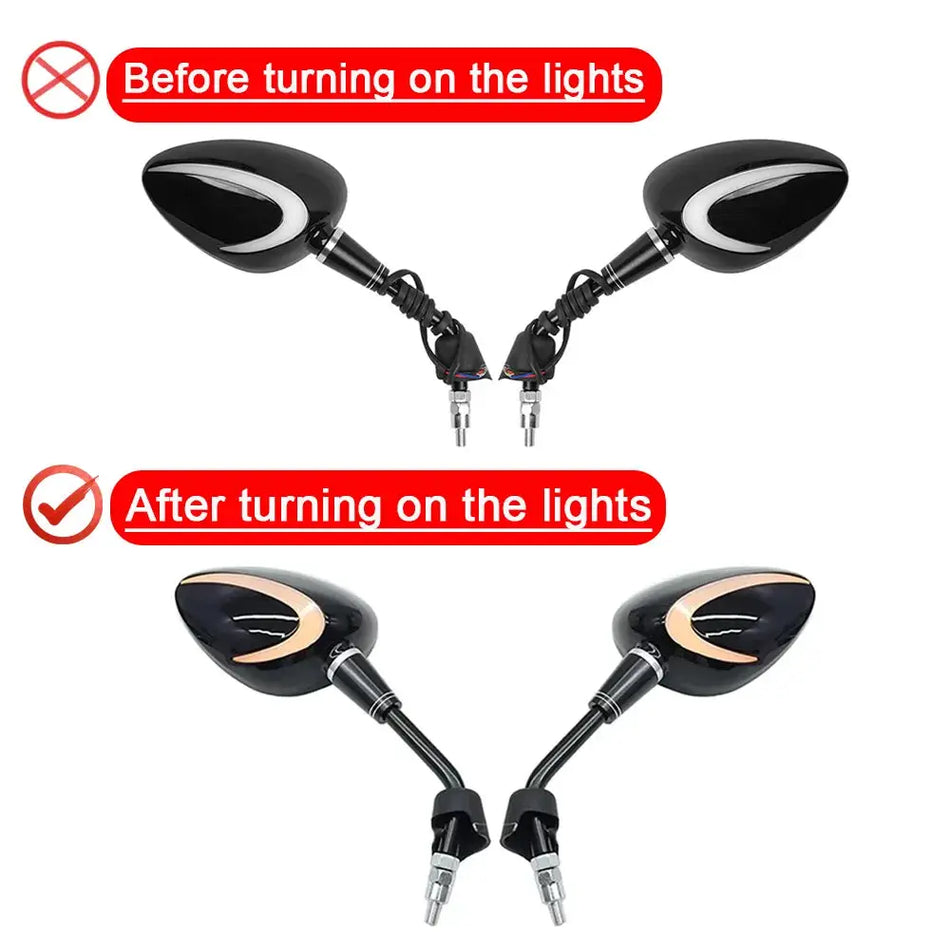For Vespa GT GTS GTV 60 Sprint 125 200 250 Primavera 50 125 GTS300 Motorcycle Side Rear View Mirror Rearview Mirror with Light by InterCyprus Trading Ltd