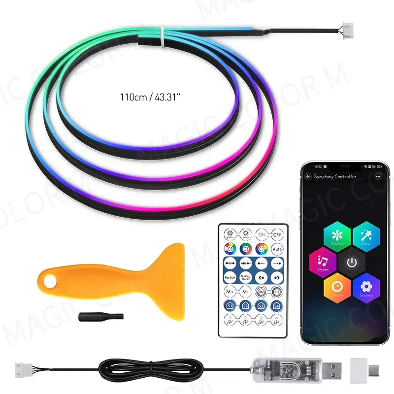 Vegetting 140cm Car Ambient Lights LED Interior RGB Symphony Atmosphere Lamp USB APP Control Remote for Tesla Model 3 Y S X by InterCyprus Trading Ltd