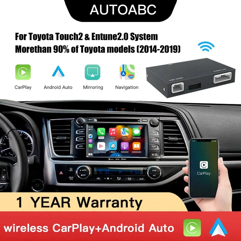 AUTOABC Wireless Carplay Android Auto For Toyota RAV4 Corolla Tacoma Camry CHR Tundra Highlander 4Runner multimedi decode by InterCyprus Trading Ltd