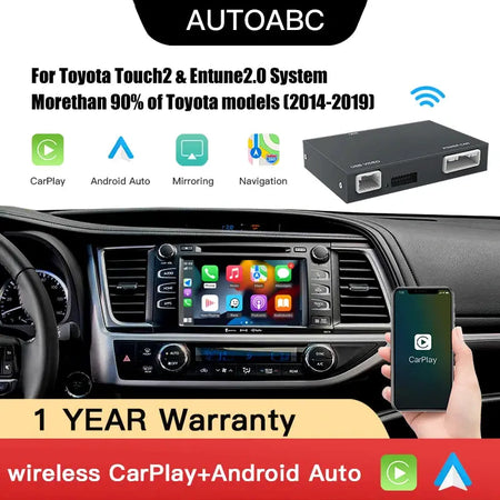 AUTOABC Wireless Carplay Android Auto For Toyota RAV4 Corolla Tacoma Camry CHR Tundra Highlander 4Runner multimedi decode by InterCyprus Trading Ltd