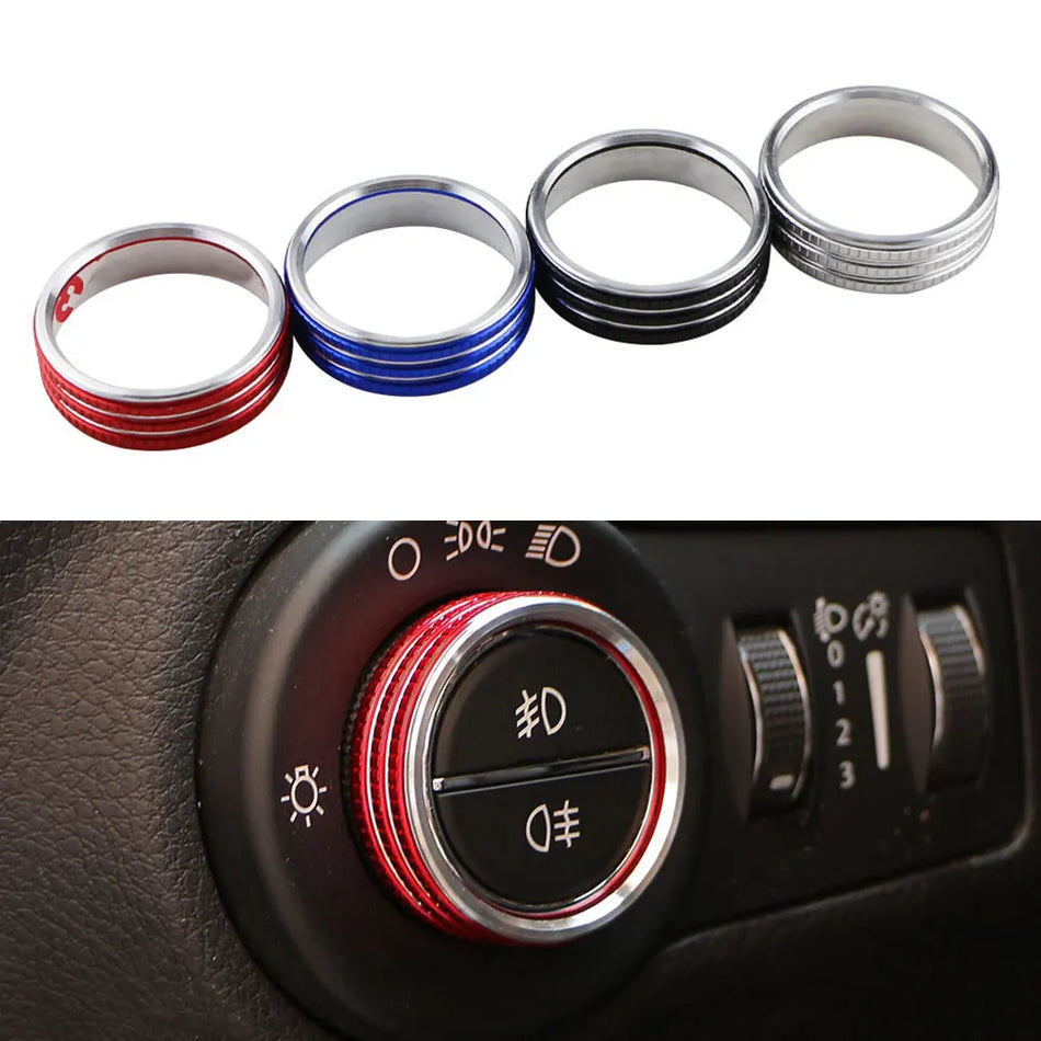 Head Light Switch Button Cover Ring for Jeep Compass Premium Aluminum Alloy Blue Finish