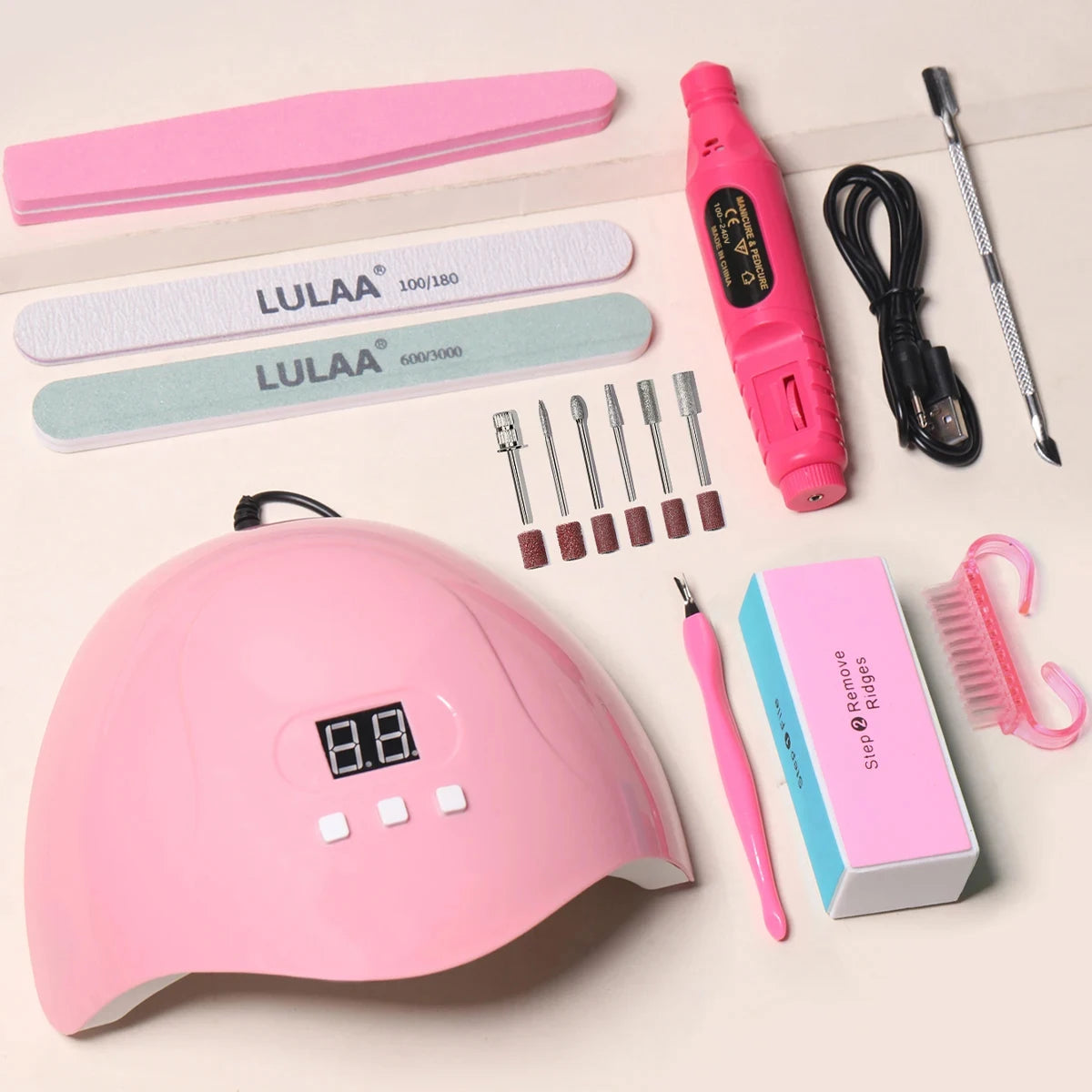 YIKOOLIN Pro Nail Art Kit With LED UV Lamp &ndash; Fast Curing Set-143