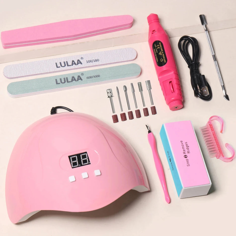 YIKOOLIN Pro Nail Art Kit With LED UV Lamp &ndash; Fast Curing Set-143