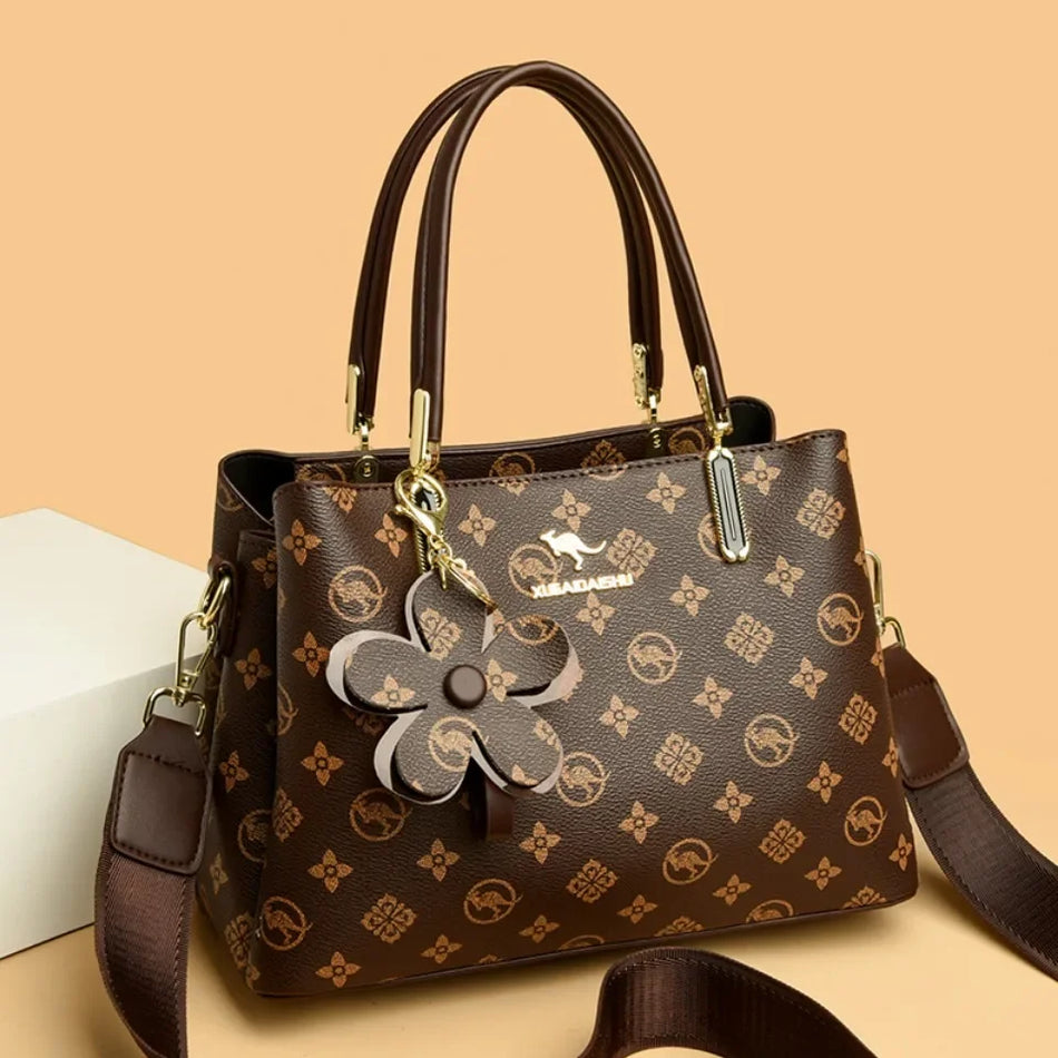 Fashion Print Women Top-Handle Bag with Microfiber Leather Look, Luxury Designer Shoulder Crossbody