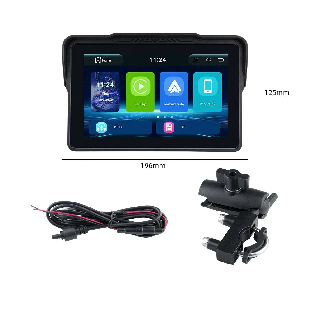 EKIY 7 Inch Portable Motorcycle Dashboard GPS &ndash; Waterproof IPX7 Display with Android Auto M4 / None
