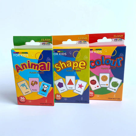 English Flashcards for Toddlers - 36 Educational Cards for Animal, Fruit, Shape, and Color Recognition