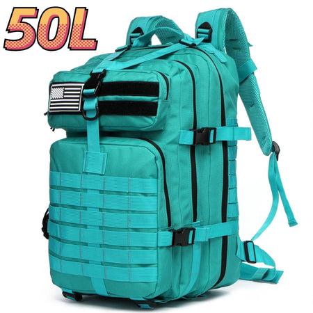 Thuram 25L/50L Waterproof Nylon Trekking Backpack for Outdoor Adventures 50L (Cyan)