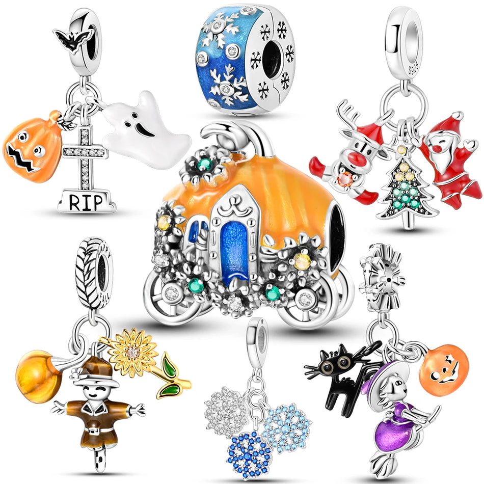 Elegant Christmas 925 Silver Charms for Pandora Bracelets