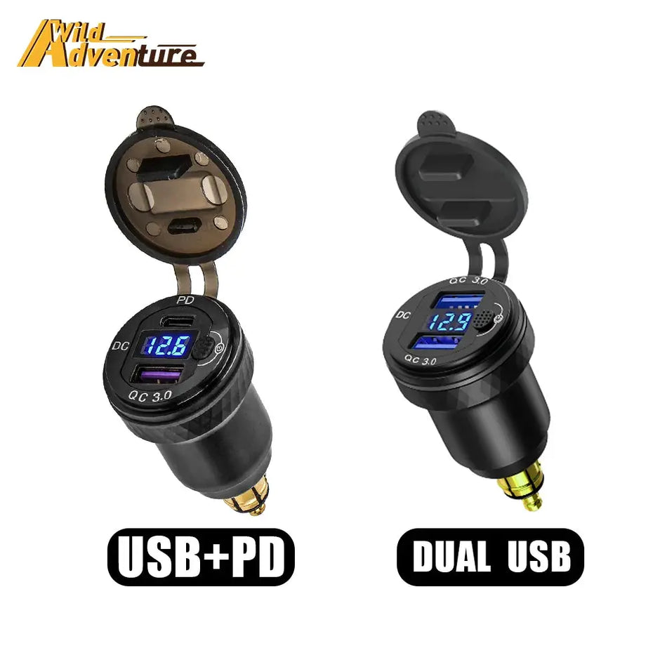 DIN Hella Plug USB PD 3.0 QC3.0 USB Charger Power Adapter Voltmeter with ON-Off Switch For BMW For Ducati For Tiger 900 800 by InterCyprus Trading Ltd