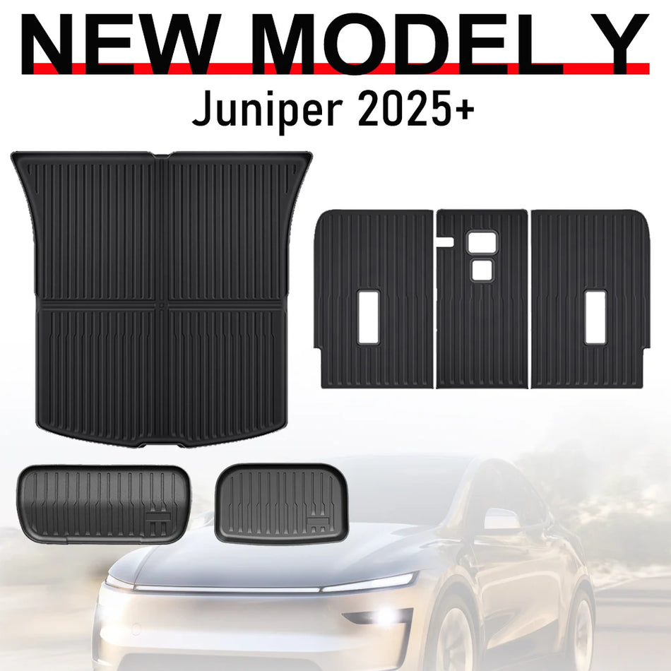 For Tesla Model Y Juniper 2025 2026 Trunk Mats Rear Seat Backrest Cover Cargo Liners Protective Pad Frunk Kick Pads Accessories