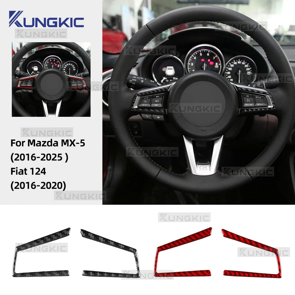 Mazda MX-5 Miata ND Fiat 124 için yumuşak karbon fiber direksiyon düğmesi sticker'ı
