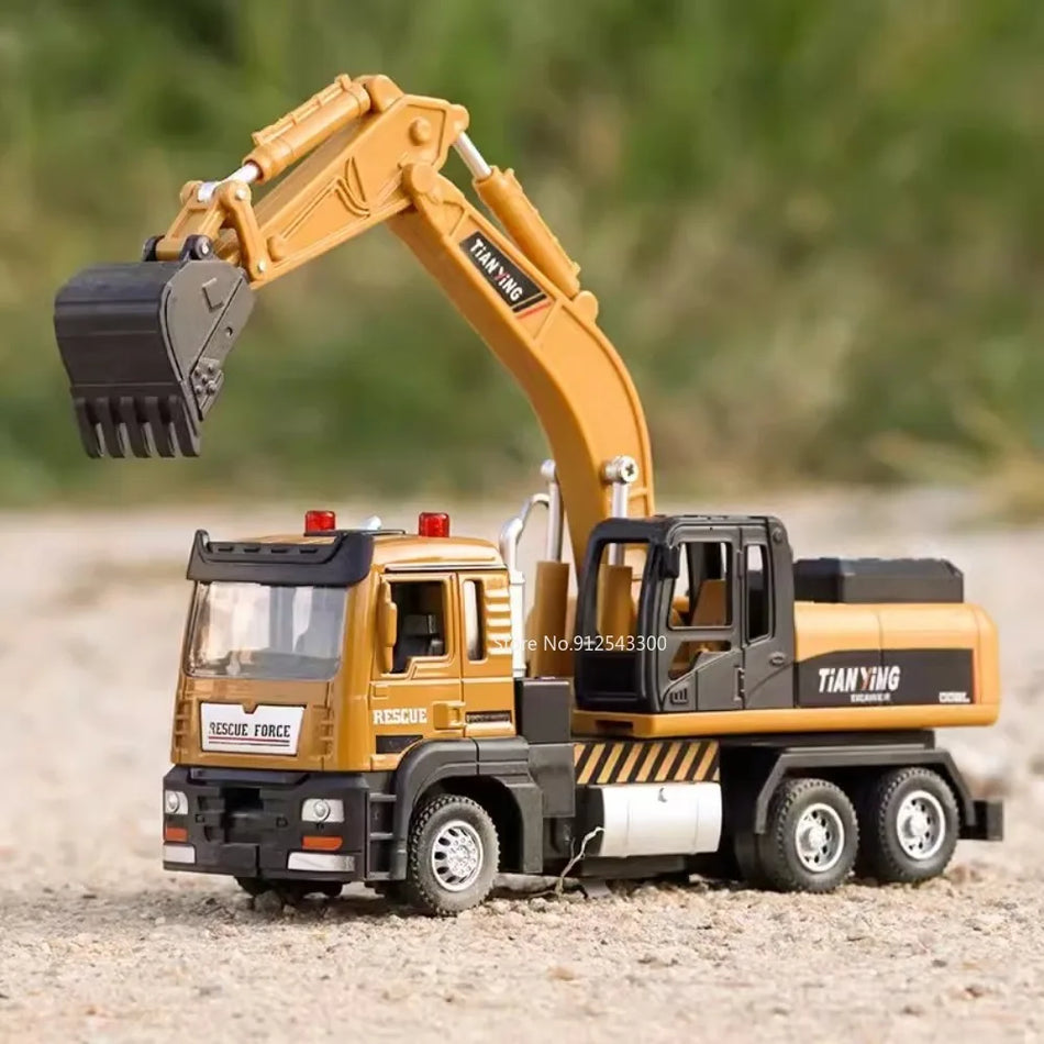 Die-Cast Graafmachine Cement Mixer Truck Speelgoed Met Geluid Licht En Terugtrekfunctie