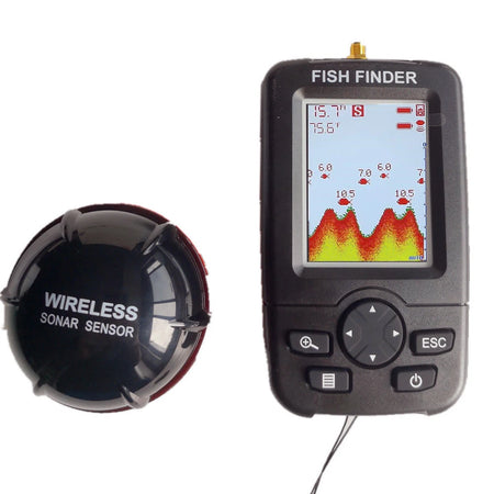 Portable Sonar Fish Finder - 100M Wireless Echo Sounder for Lake &amp; Sea black