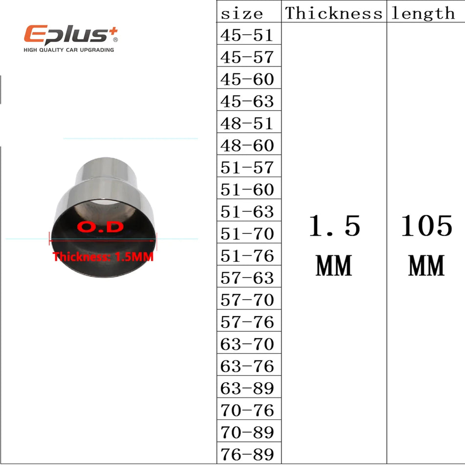 Адаптер редуктора выхлопной трубы из нержавеющей стали, универсальная труба для автомобилей и мотоциклов