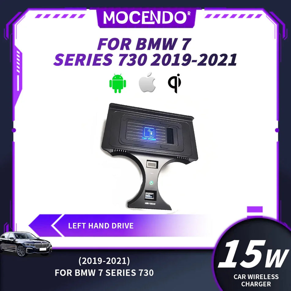 Chargeur sans fil Qi à double bobine pour BMW Série 7 730 2019-2021