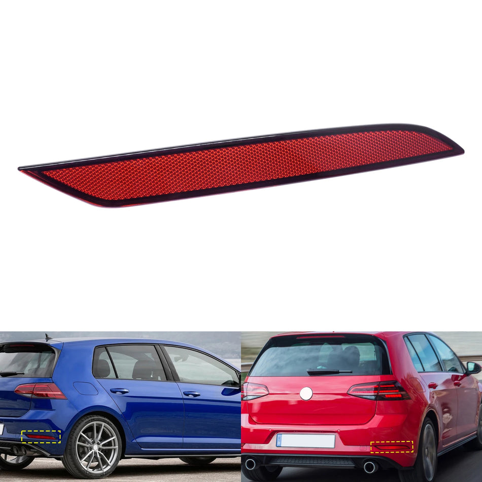 VW Golf MK7 Right Rear Bumper Reflector Cover Red Lens, Direct Replacement