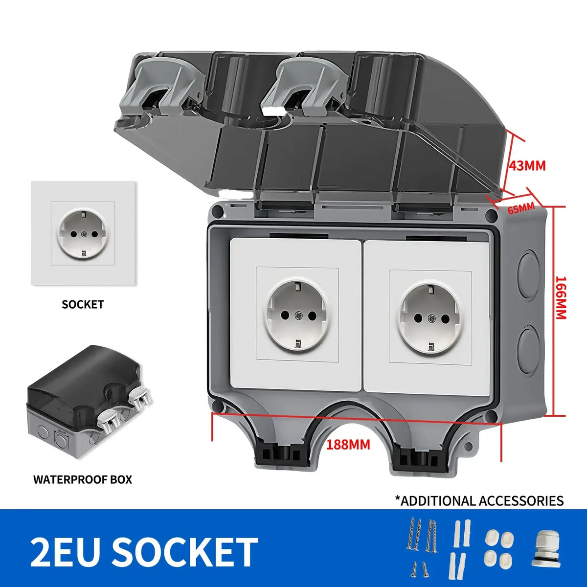 IP66 Outdoor Junction Box 3 Pin Connector &ndash; Panel Mount 2EU