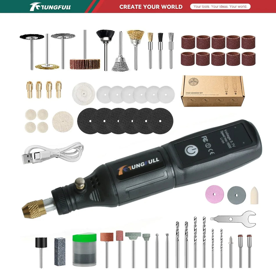 Cordless Mini Rotary Tool Kit For DIY Carving, Drilling And Polishing Crafts