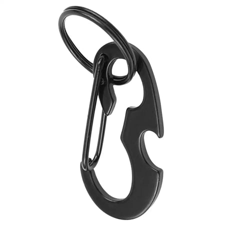 Carabiner Keychain Hook Outdoor Stainless Steel Carabiner Cap Lifter Hex Driver Bottle Opener Keychain Ring Climbing Accessorie black 2 / CN (Origin)