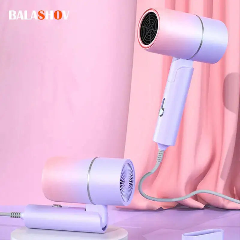 Folding Hair Dryer With Carrying Bag Anion Hot Air Travel