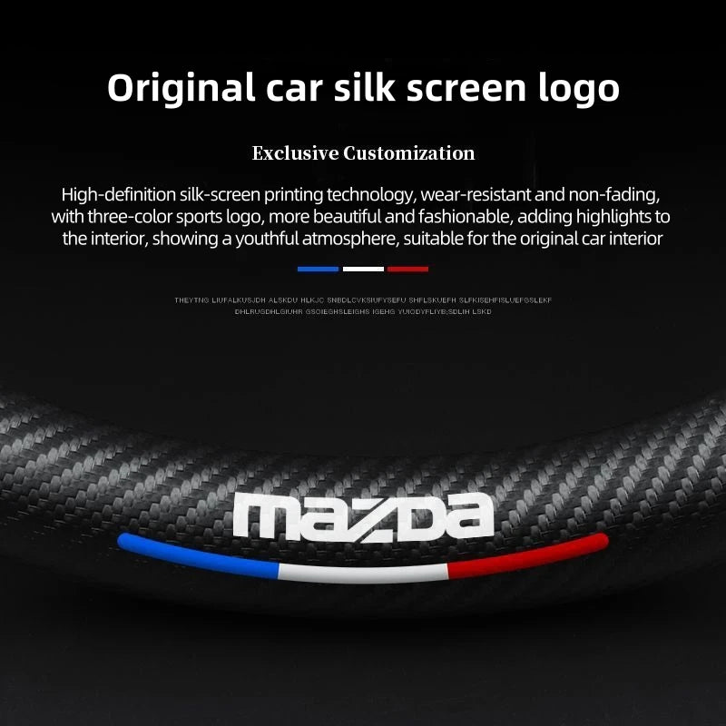 Калъф за волан от карбонова кожа за Mazda 2 3 CX5 CX30 38cm