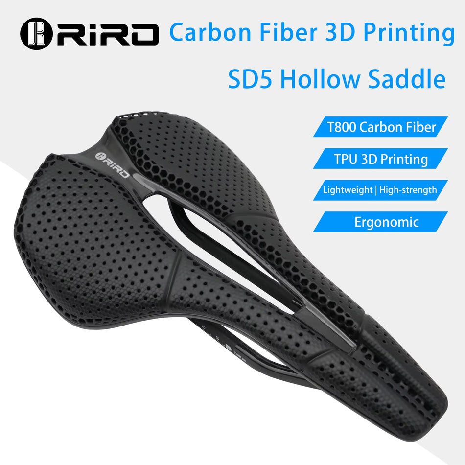 Șa pentru bicicletă de șosea RIRO, din carbon, cu absorbție a șocurilor, pernă moale 3D