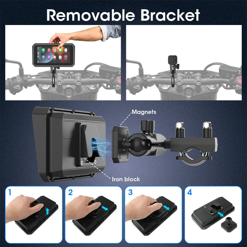 Srnubi 6.25 Inch Moto DVR GPS Motorcycle Navigator &ndash; Wireless CarPlay and Android Auto Support