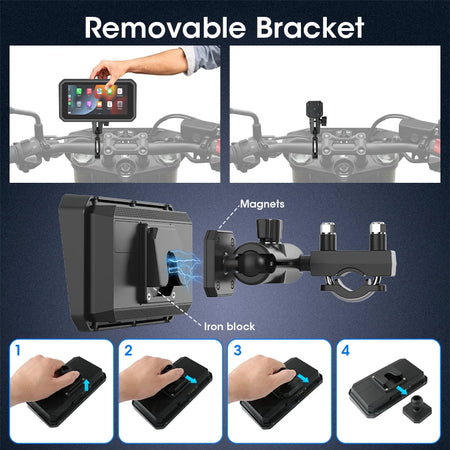 Srnubi 6.25 Inch Moto DVR GPS Motorcycle Navigator &ndash; Wireless CarPlay and Android Auto Support