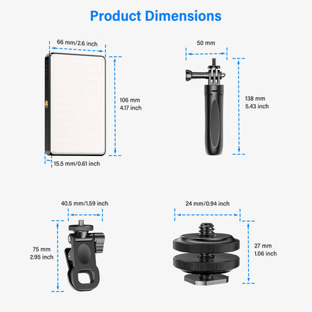 St rbea 120 LED Rechargeable Selfie Light with Tripod for Vlogging and Video Conferencing