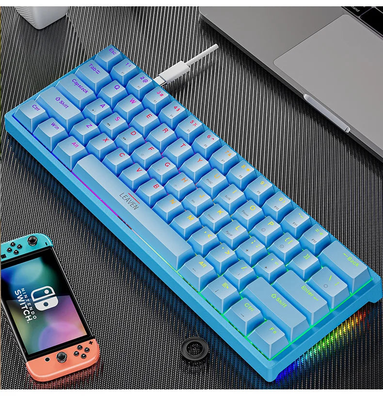 K620 Mini Gaming Keyboard &ndash; 61 Keys RGB Hotswap Type C Blue / blue switch