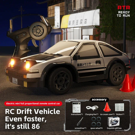 1/64 RC Drift Car AE86 Mini Desktop &ndash; 4WD Off Road Drifting WHITE