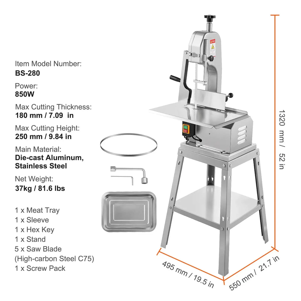 850W Electric Meat Saw Bone Cutter Commercial 850W / spain