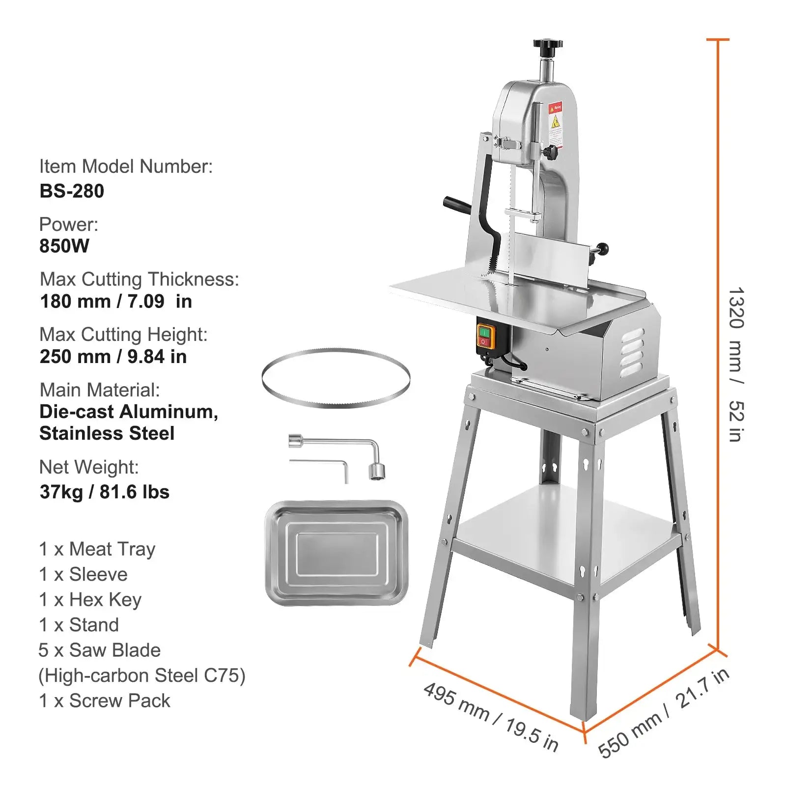 850W Electric Meat Saw Bone Cutter Commercial 850W / spain