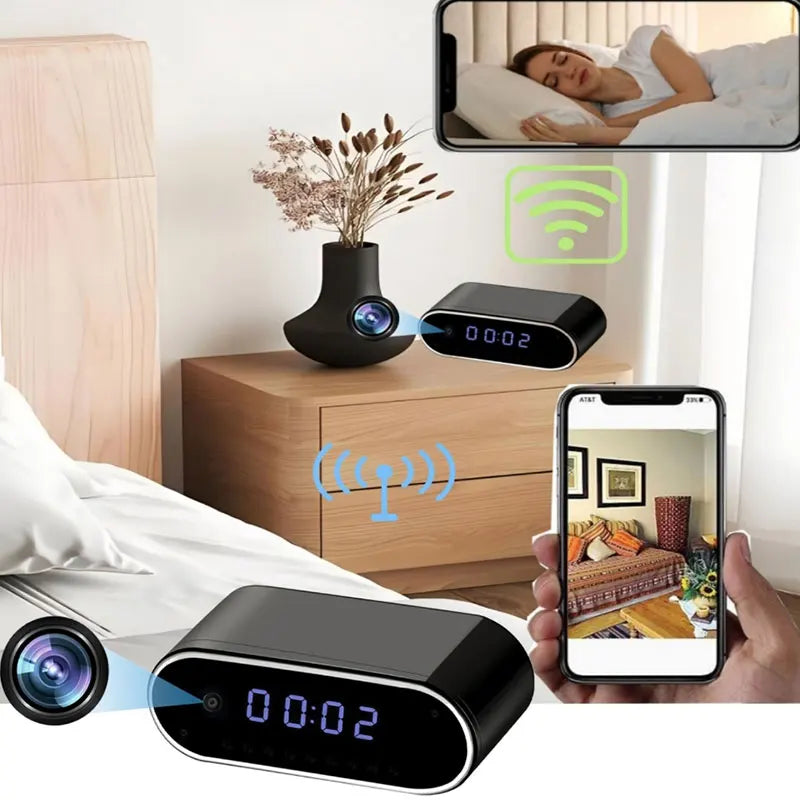 4K Ultra HD Smart Alarm Clock Camera &ndash; Night Vision Motion Detection