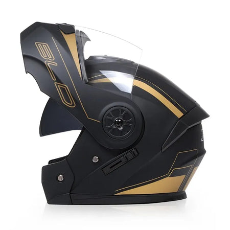 Personalised Dual Lens Flip Up Helmet &ndash; Enhanced Visibility gold black / L