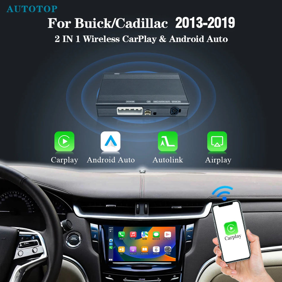 Autotop Trådlös CarPlay Android Auto Gränssnitt Box Cadillac