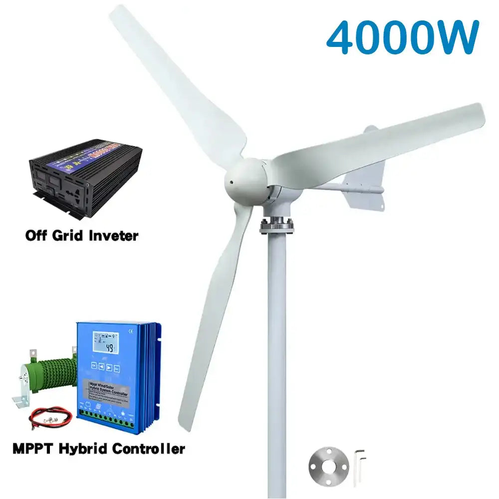 Poland 4000W 12V 24V 48V Wind Turbine Generator With Solar Panels Lifepo4 Battery Homeus Free Energ 220V Household Appliances